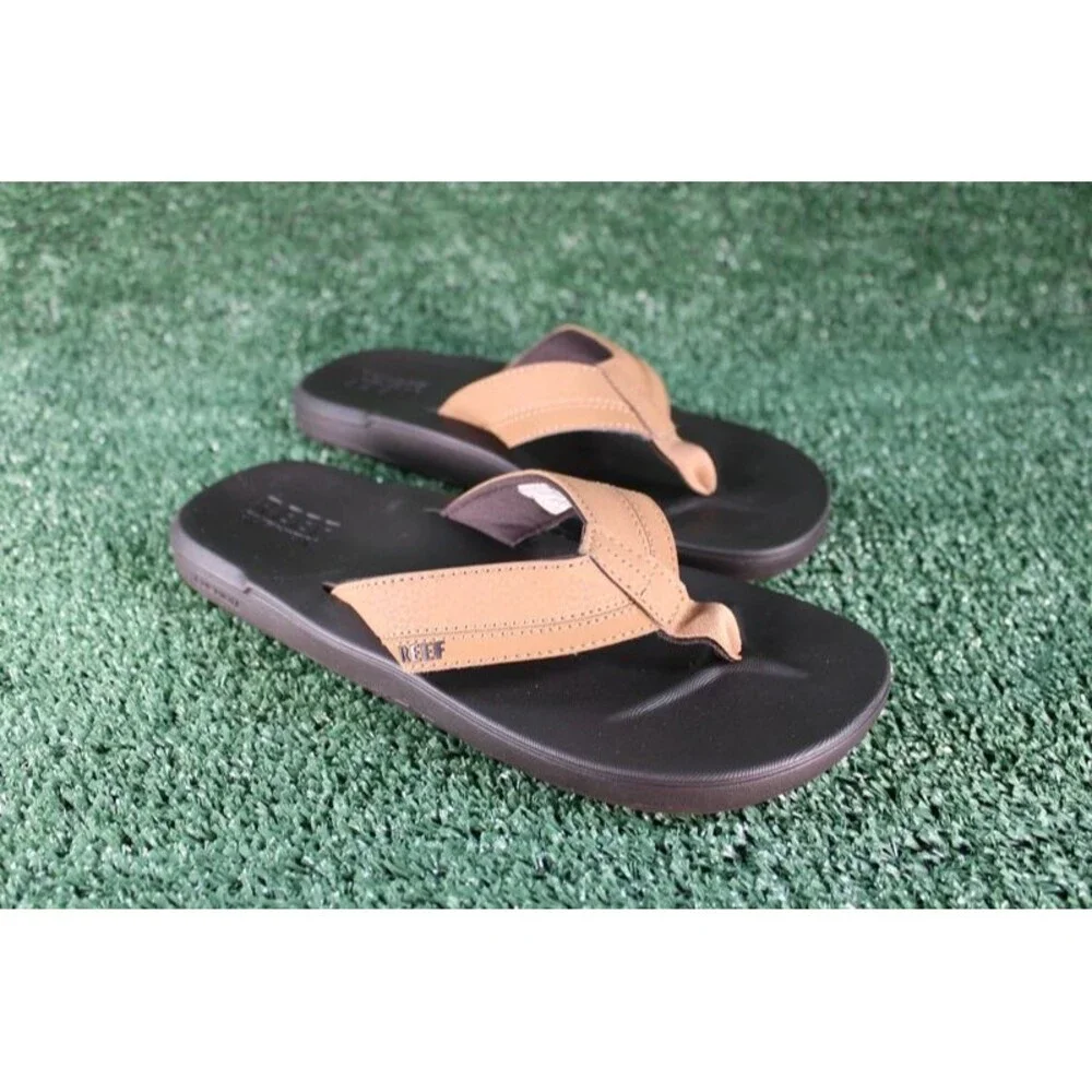 Reef Men Cushion Bounce Flip Flops Sandals Brown Black Size 8